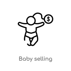 outline baby selling vector icon. isolated black simple line element illustration from kid and baby concept. editable vector stroke baby selling icon on white background