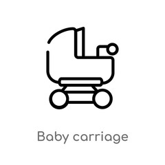 outline baby carriage vector icon. isolated black simple line element illustration from kid and baby concept. editable vector stroke baby carriage icon on white background