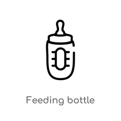 outline feeding bottle vector icon. isolated black simple line element illustration from kid and baby concept. editable vector stroke feeding bottle icon on white background