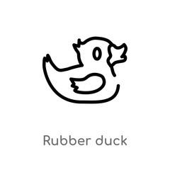outline rubber duck vector icon. isolated black simple line element illustration from kid and baby concept. editable vector stroke rubber duck icon on white background