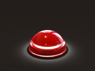 Glowing red button 3D render