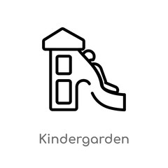 outline kindergarden vector icon. isolated black simple line element illustration from kid and baby concept. editable vector stroke kindergarden icon on white background