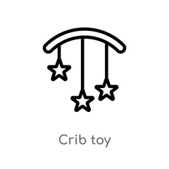 outline crib toy vector icon. isolated black simple line element illustration from kid and baby concept. editable vector stroke crib toy icon on white background