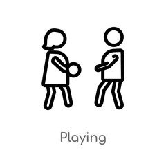 outline playing vector icon. isolated black simple line element illustration from kids and baby concept. editable vector stroke playing icon on white background