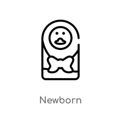 outline newborn vector icon. isolated black simple line element illustration from kids and baby concept. editable vector stroke newborn icon on white background