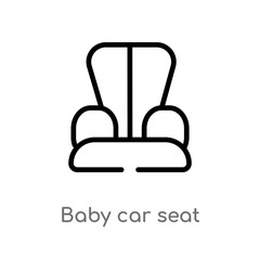 outline baby car seat vector icon. isolated black simple line element illustration from kids and baby concept. editable vector stroke baby car seat icon on white background