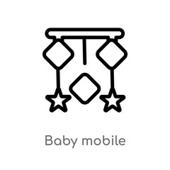 outline baby mobile vector icon. isolated black simple line element illustration from kids and baby concept. editable vector stroke baby mobile icon on white background