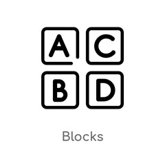 outline blocks vector icon. isolated black simple line element illustration from kids and baby concept. editable vector stroke blocks icon on white background