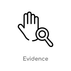 outline evidence vector icon. isolated black simple line element illustration from law and justice concept. editable vector stroke evidence icon on white background