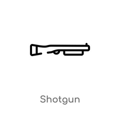 outline shotgun vector icon. isolated black simple line element illustration from law and justice concept. editable vector stroke shotgun icon on white background