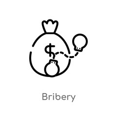 outline bribery vector icon. isolated black simple line element illustration from law and justice concept. editable vector stroke bribery icon on white background