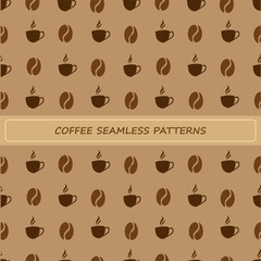 Obraz premium Coffee Seamless Patterns Background Vector Template