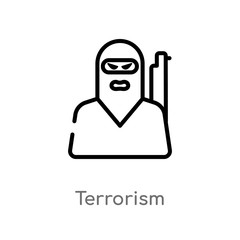 outline terrorism vector icon. isolated black simple line element illustration from law and justice concept. editable vector stroke terrorism icon on white background