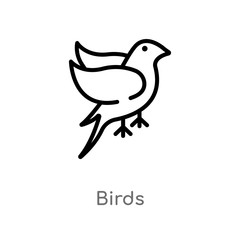 outline birds vector icon. isolated black simple line element illustration from logo concept. editable vector stroke birds icon on white background