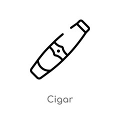 outline cigar vector icon. isolated black simple line element illustration from luxury concept. editable vector stroke cigar icon on white background