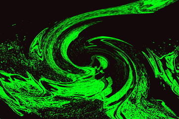  Black and green abstract drawing imitating movement.