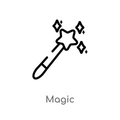 outline magic vector icon. isolated black simple line element illustration from  concept. editable vector stroke magic icon on white background