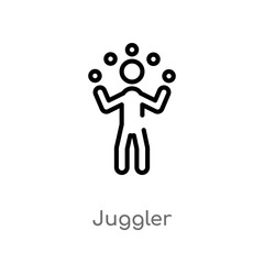 outline juggler vector icon. isolated black simple line element illustration from magic concept. editable vector stroke juggler icon on white background