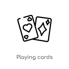 outline playing cards vector icon. isolated black simple line element illustration from magic concept. editable vector stroke playing cards icon on white background
