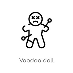outline voodoo doll vector icon. isolated black simple line element illustration from magic concept. editable vector stroke voodoo doll icon on white background