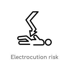 outline electrocution risk vector icon. isolated black simple line element illustration from maps and flags concept. editable vector stroke electrocution risk icon on white background