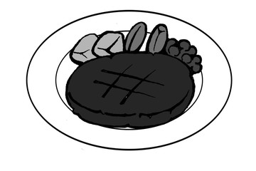 ハンバーグ・白黒