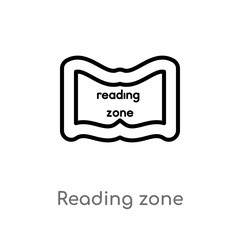 outline reading zone vector icon. isolated black simple line element illustration from maps and flags concept. editable vector stroke reading zone icon on white background