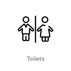 outline toilets vector icon. isolated black simple line element illustration from maps and flags concept. editable vector stroke toilets icon on white background