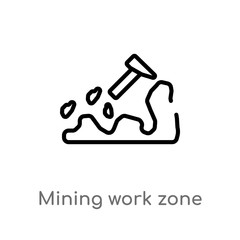 outline mining work zone vector icon. isolated black simple line element illustration from maps and flags concept. editable vector stroke mining work zone icon on white background