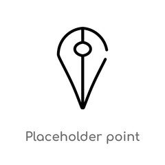outline placeholder point vector icon. isolated black simple line element illustration from maps and flags concept. editable vector stroke placeholder point icon on white background
