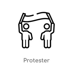 outline protester vector icon. isolated black simple line element illustration from marketing concept. editable vector stroke protester icon on white background