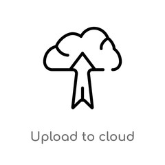 outline upload to cloud vector icon. isolated black simple line element illustration from marketing concept. editable vector stroke upload to cloud icon on white background