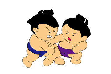 日本の国技・相撲　on white background