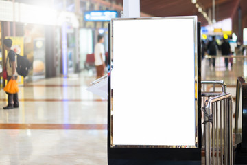blank advertising billboard at airport,Mock up Poster media template Ads display in Subway station...