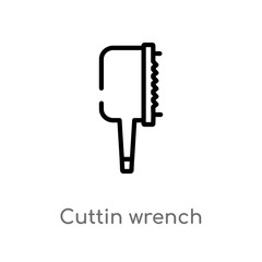 outline cuttin wrench vector icon. isolated black simple line element illustration from measurement concept. editable vector stroke cuttin wrench icon on white background