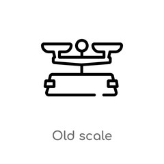 outline old scale vector icon. isolated black simple line element illustration from measurement concept. editable vector stroke old scale icon on white background