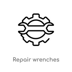 outline repair wrenches vector icon. isolated black simple line element illustration from mechanicons concept. editable vector stroke repair wrenches icon on white background