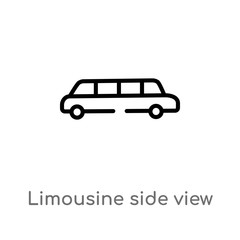outline limousine side view vector icon. isolated black simple line element illustration from mechanicons concept. editable vector stroke limousine side view icon on white background