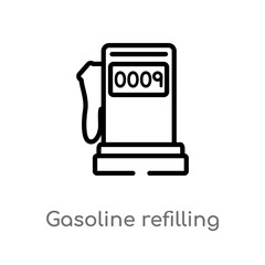 outline gasoline refilling station vector icon. isolated black simple line element illustration from mechanicons concept. editable vector stroke gasoline refilling station icon on white background