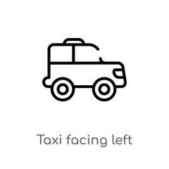 outline taxi facing left vector icon. isolated black simple line element illustration from mechanicons concept. editable vector stroke taxi facing left icon on white background