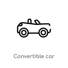 outline convertible car vector icon. isolated black simple line element illustration from mechanicons concept. editable vector stroke convertible car icon on white background