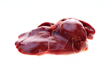 Chicken liver on a white background