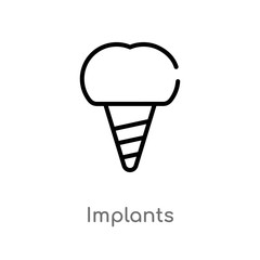 outline implants vector icon. isolated black simple line element illustration from medical concept. editable vector stroke implants icon on white background