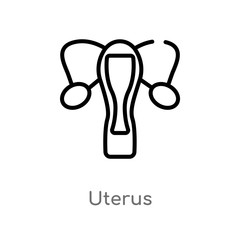 outline uterus vector icon. isolated black simple line element illustration from medical concept. editable vector stroke uterus icon on white background