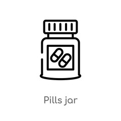outline pills jar vector icon. isolated black simple line element illustration from medical concept. editable vector stroke pills jar icon on white background