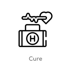 outline cure vector icon. isolated black simple line element illustration from medical concept. editable vector stroke cure icon on white background