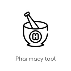 outline pharmacy tool vector icon. isolated black simple line element illustration from medical concept. editable vector stroke pharmacy tool icon on white background