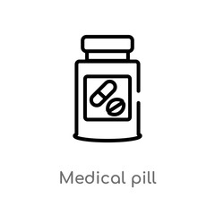 outline medical pill vector icon. isolated black simple line element illustration from medical concept. editable vector stroke medical pill icon on white background