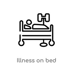outline illness on bed vector icon. isolated black simple line element illustration from medical concept. editable vector stroke illness on bed icon on white background