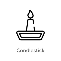 outline candlestick vector icon. isolated black simple line element illustration from miscellaneous concept. editable vector stroke candlestick icon on white background